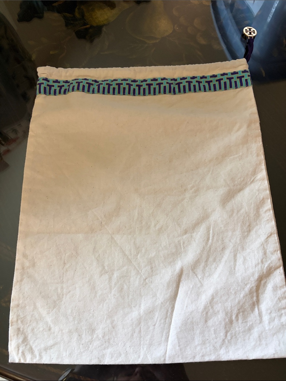 Authentic Designer cotton cream colored canvas Tory Burch Dust Bag - 12”x 15